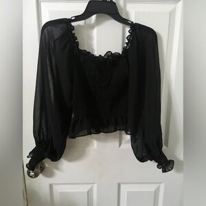 Nasty Gal Elegant Black Sheer Women's Top
